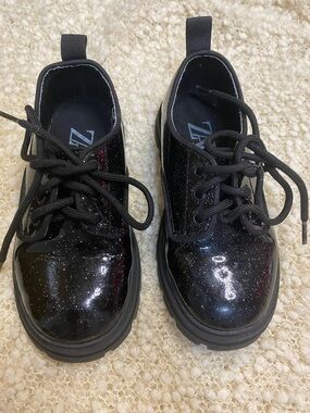Zara Black Glitter Lace-Up Kids Dress Shoes